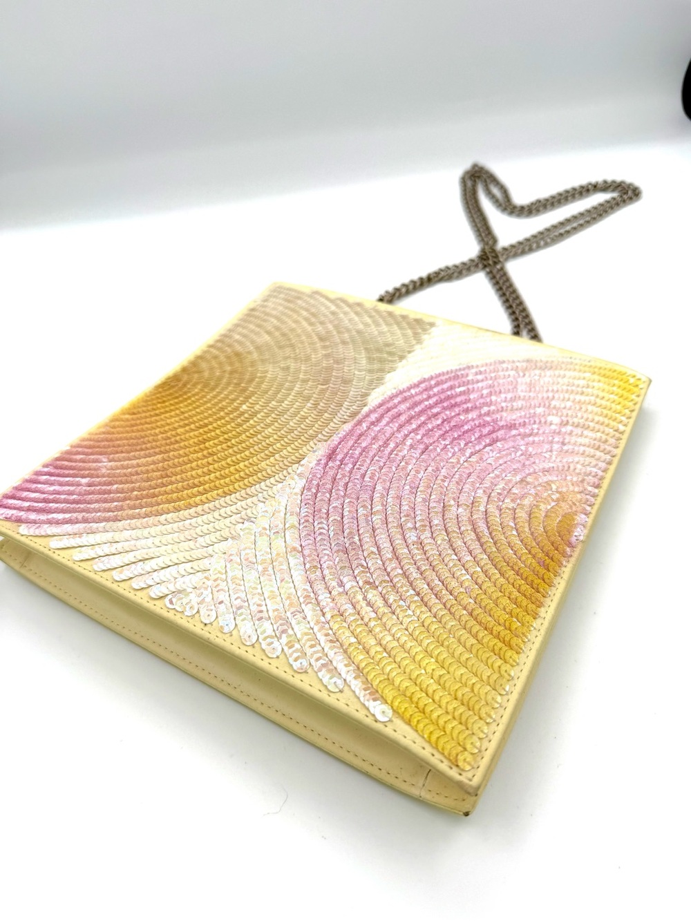 Chanel Iridescent Pink & Gold Square Sequin Party Bag - Picture 2 of 9
